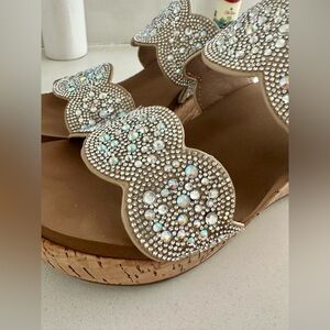Corkys Rhinestone Embellished Sandals - Tan